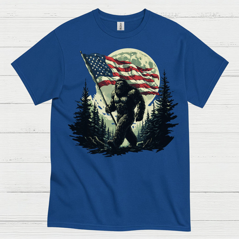 Freedom Walk American Flag Bigfoot T Shirt