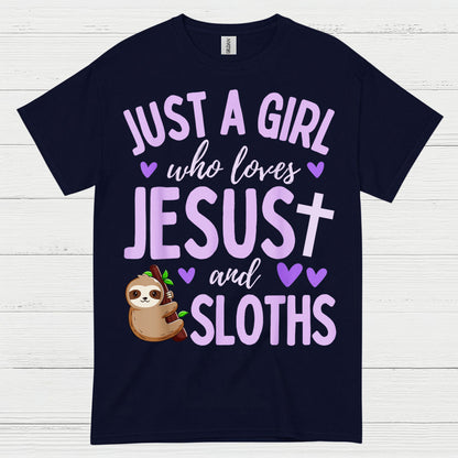Just A Girl Who Loves Jesus And Sloths T Shirt