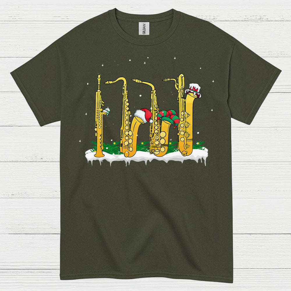 Christmas Saxophone Band Holiday T Shirt