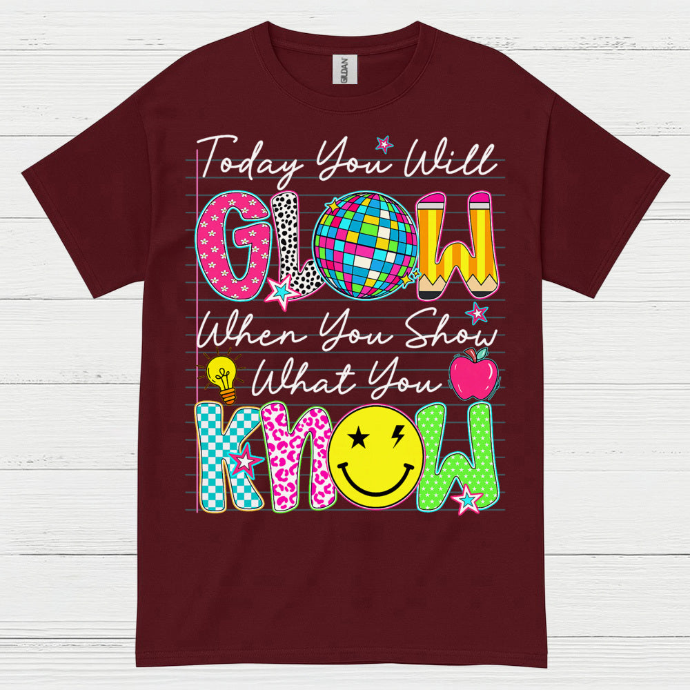 Glow with Knowledge Teacher T Shirt