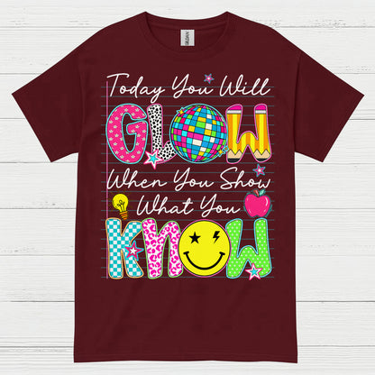 Glow with Knowledge Teacher T Shirt