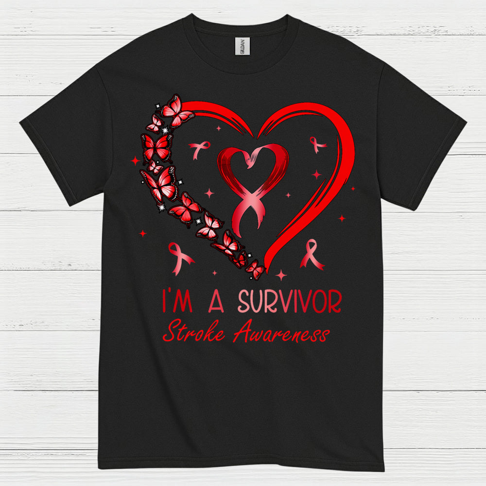 Proud Stroke Survivor Awareness Heart T Shirt