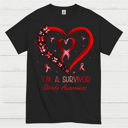 Proud Stroke Survivor Awareness Heart T Shirt