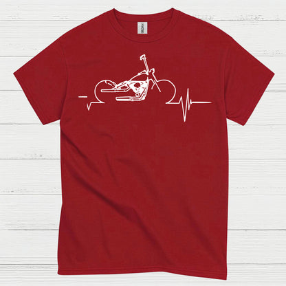 Motorcycle Heartbeat Line Art T Shirt