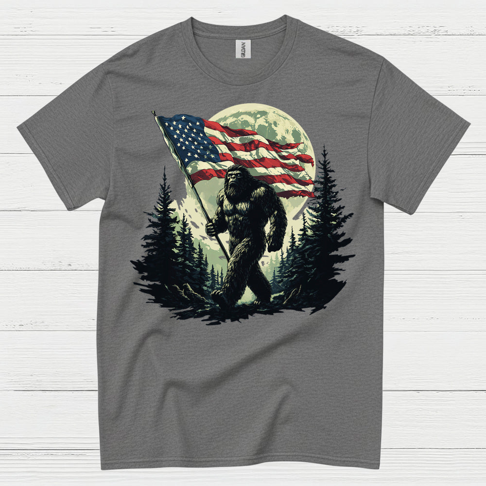 Freedom Walk American Flag Bigfoot T Shirt