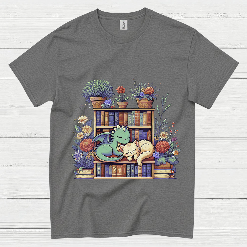 Dragon And Cat Reading T Shirt
