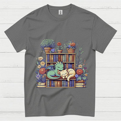 Dragon And Cat Reading T Shirt