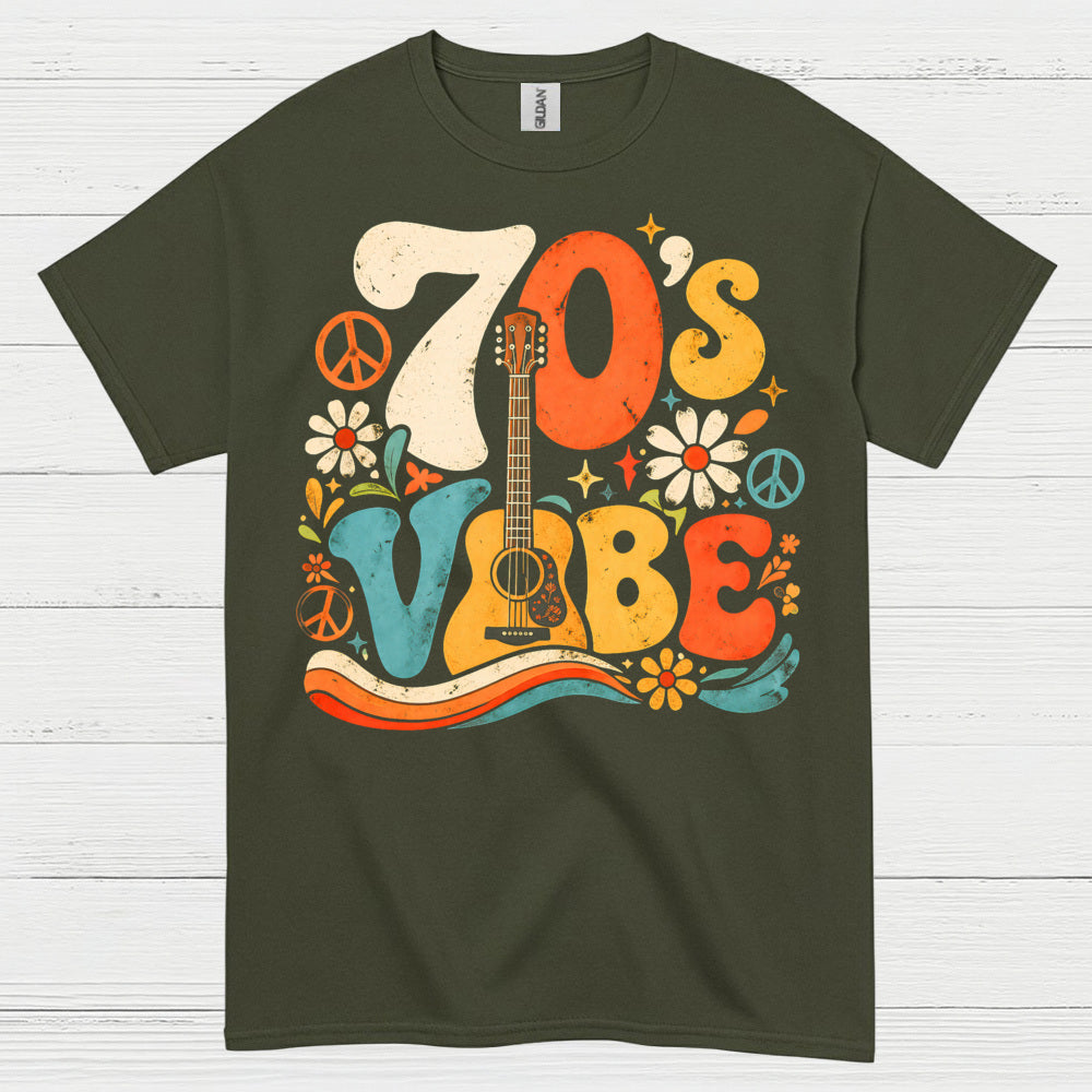 70s Vibe Retro Acoustic Guitar T Shirt