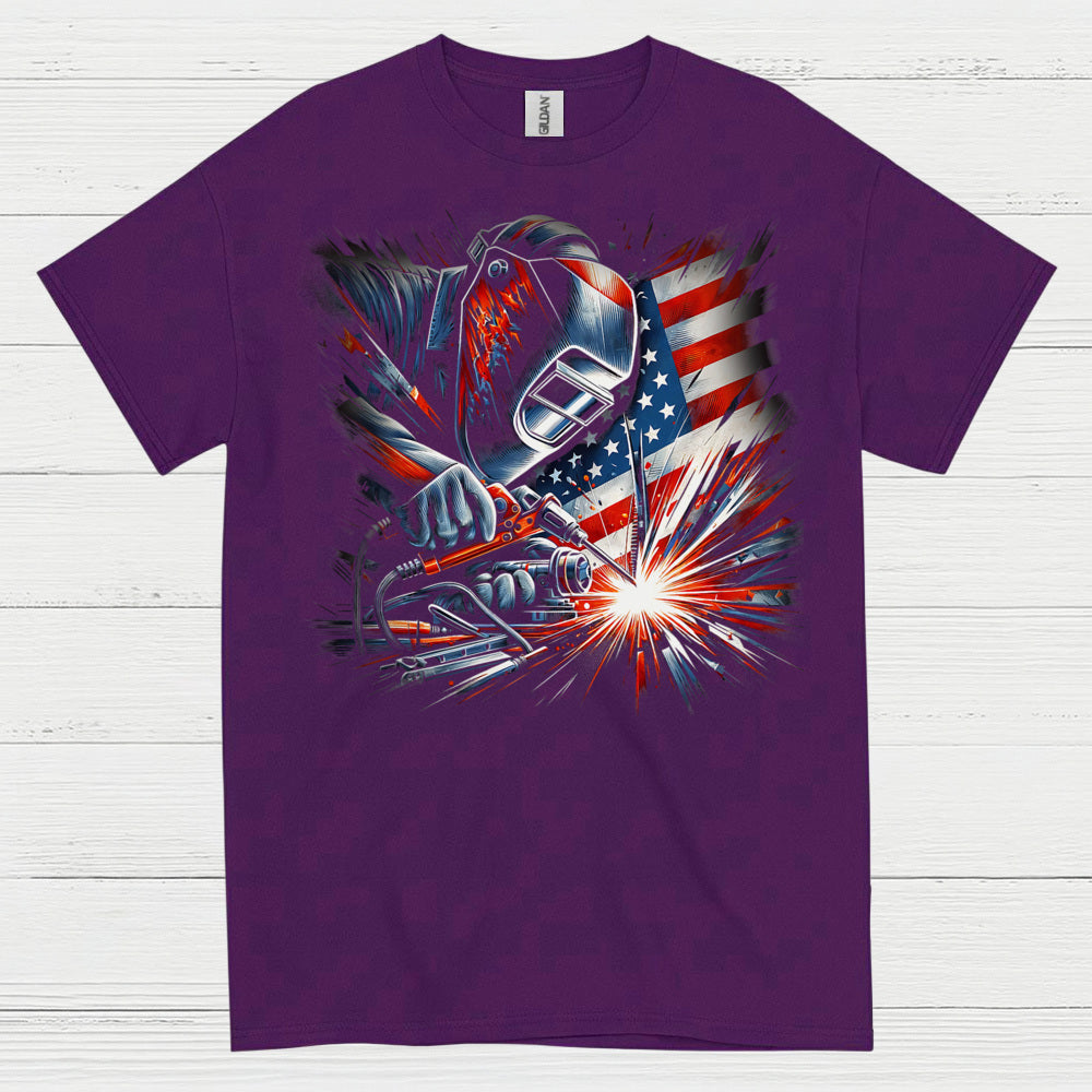 Patriotic Welder American Flag T Shirt
