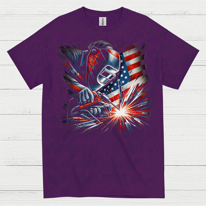 Patriotic Welder American Flag T Shirt