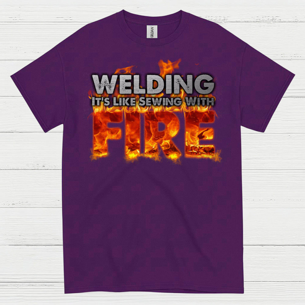 Welding Sewing With Fire T Shirt