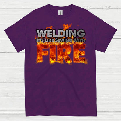 Welding Sewing With Fire T Shirt