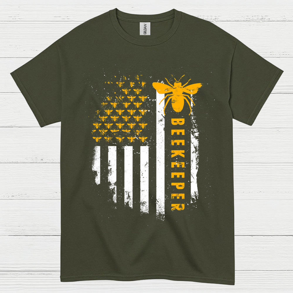 Beekeeper American Flag Bee Lover T Shirt