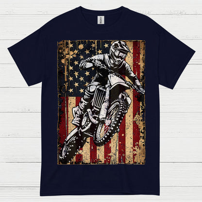 American Flag Motocross Rider Vintage T Shirt