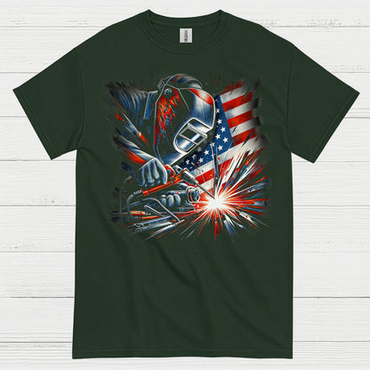 Patriotic Welder American Flag T Shirt