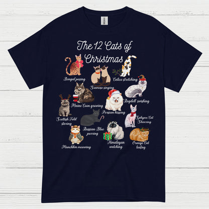 12 Cats of Christmas Cat Holiday T Shirt