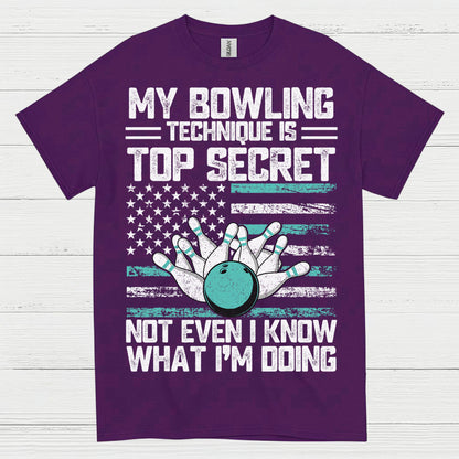 Top Secret Bowling American Flag T Shirt