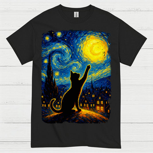 Dreamy Cat Night Art T Shirt