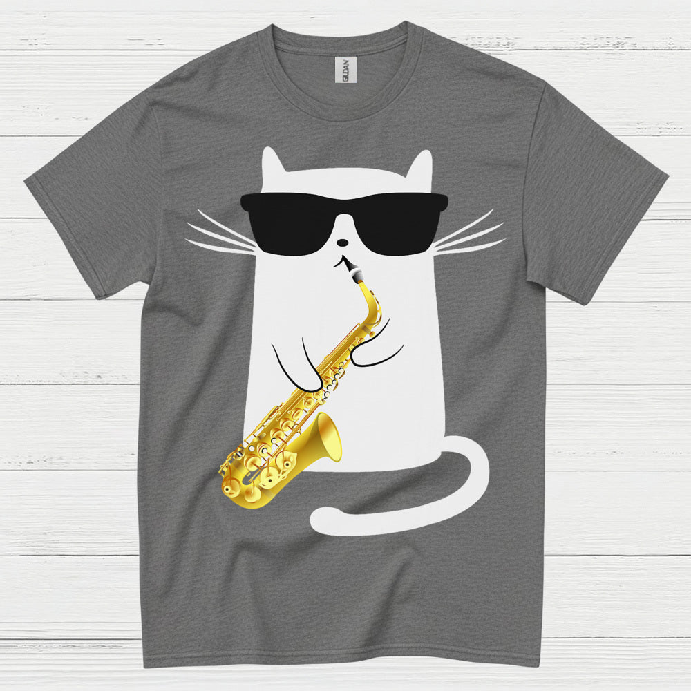 Cool Cat Playing Saxophone T Shirt