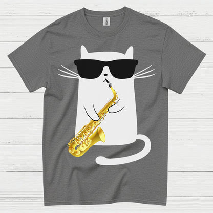 Cool Cat Playing Saxophone T Shirt