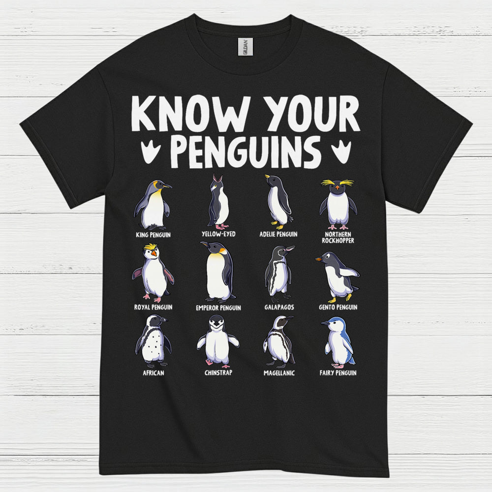 Know Your Penguins Educational Graphic T Shirt