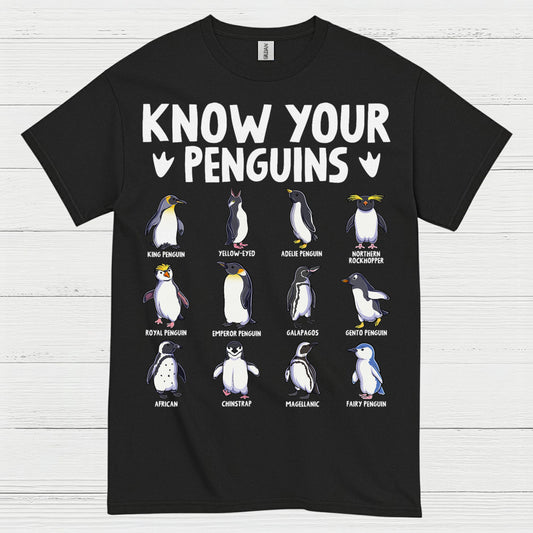 Know Your Penguins Educational Graphic T Shirt
