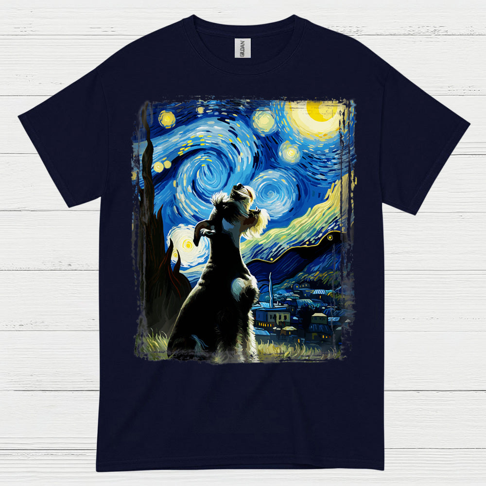Starry Night Schnauzer Art Dog Lover T Shirt