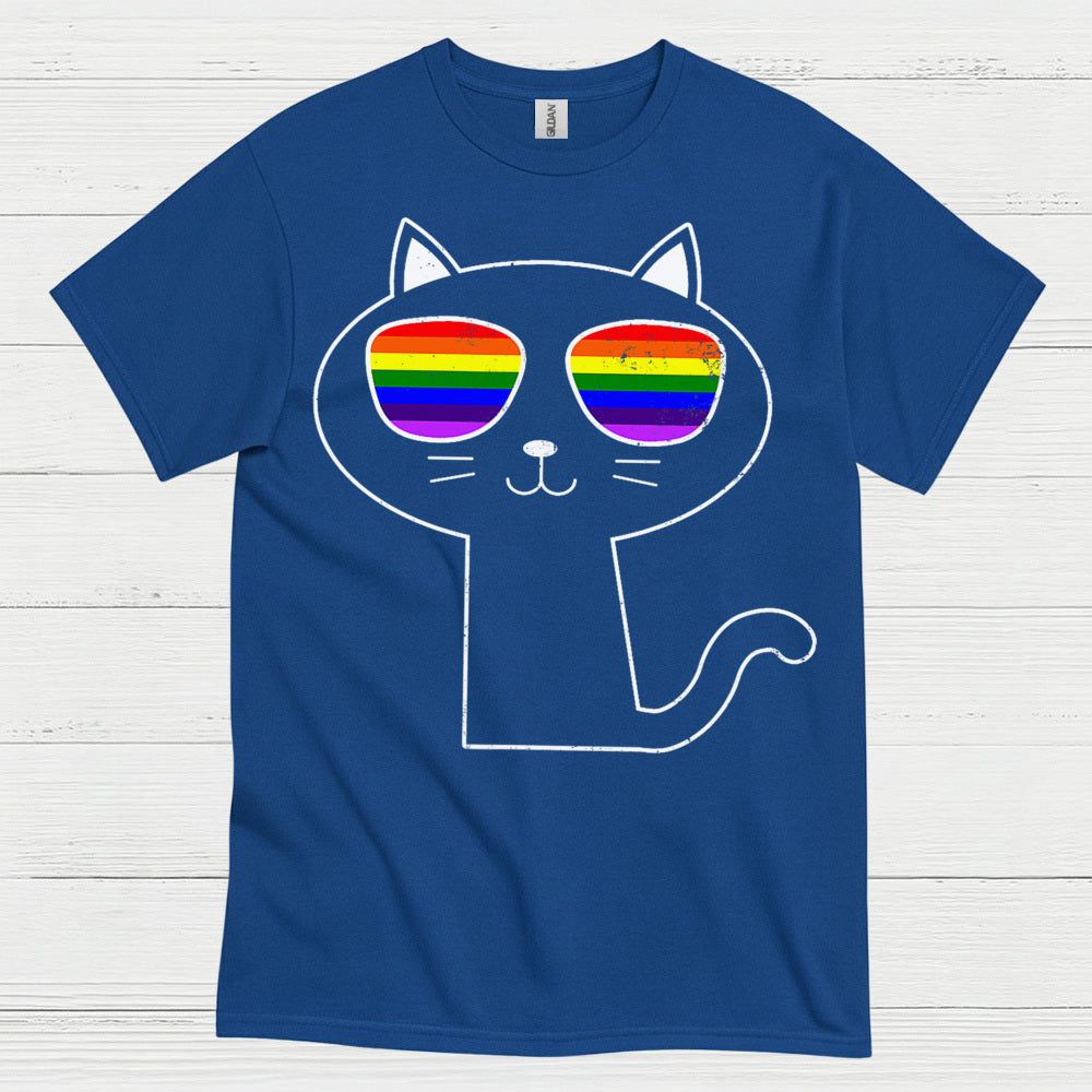 Rainbow Sunglasses Cat Pride T Shirt