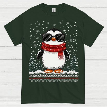 Cool Winter Penguin Christmas Graphic T Shirt