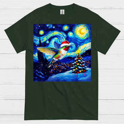 Festive Hummingbird Christmas Art T Shirt