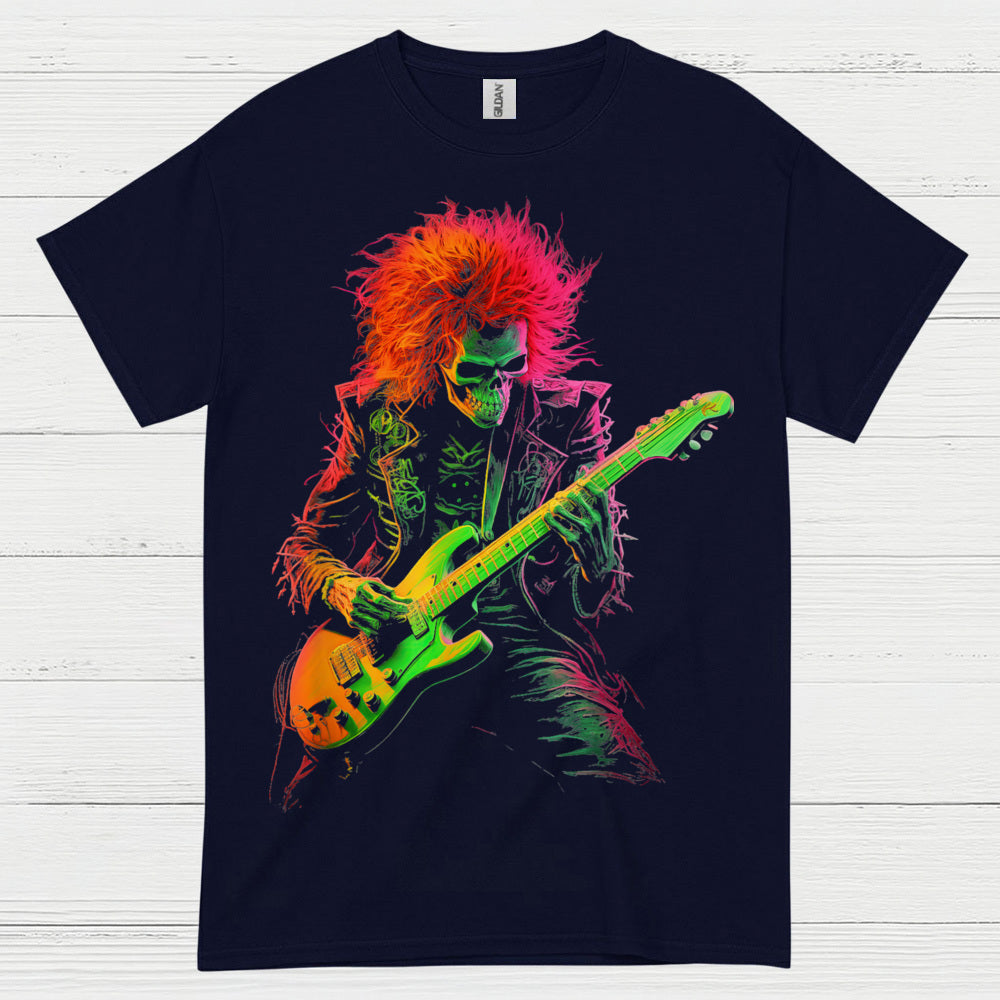 Neon Skeleton Guitarist Rock T Shirt