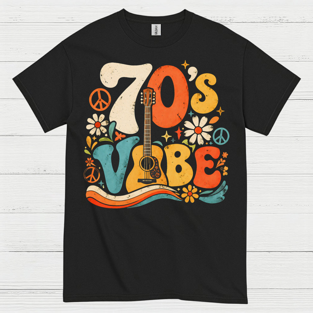 70s Vibe Retro Acoustic Guitar T Shirt