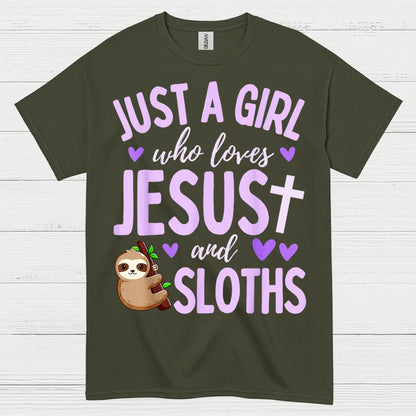 Just A Girl Who Loves Jesus And Sloths T Shirt