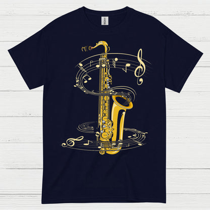 Golden Saxophone Music Art T Shirt