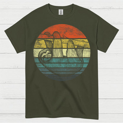 Vintage Sunset Sloth Graphic T Shirt