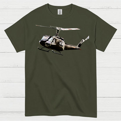 UH-1 Huey Flying Military Helicopter T Shirt