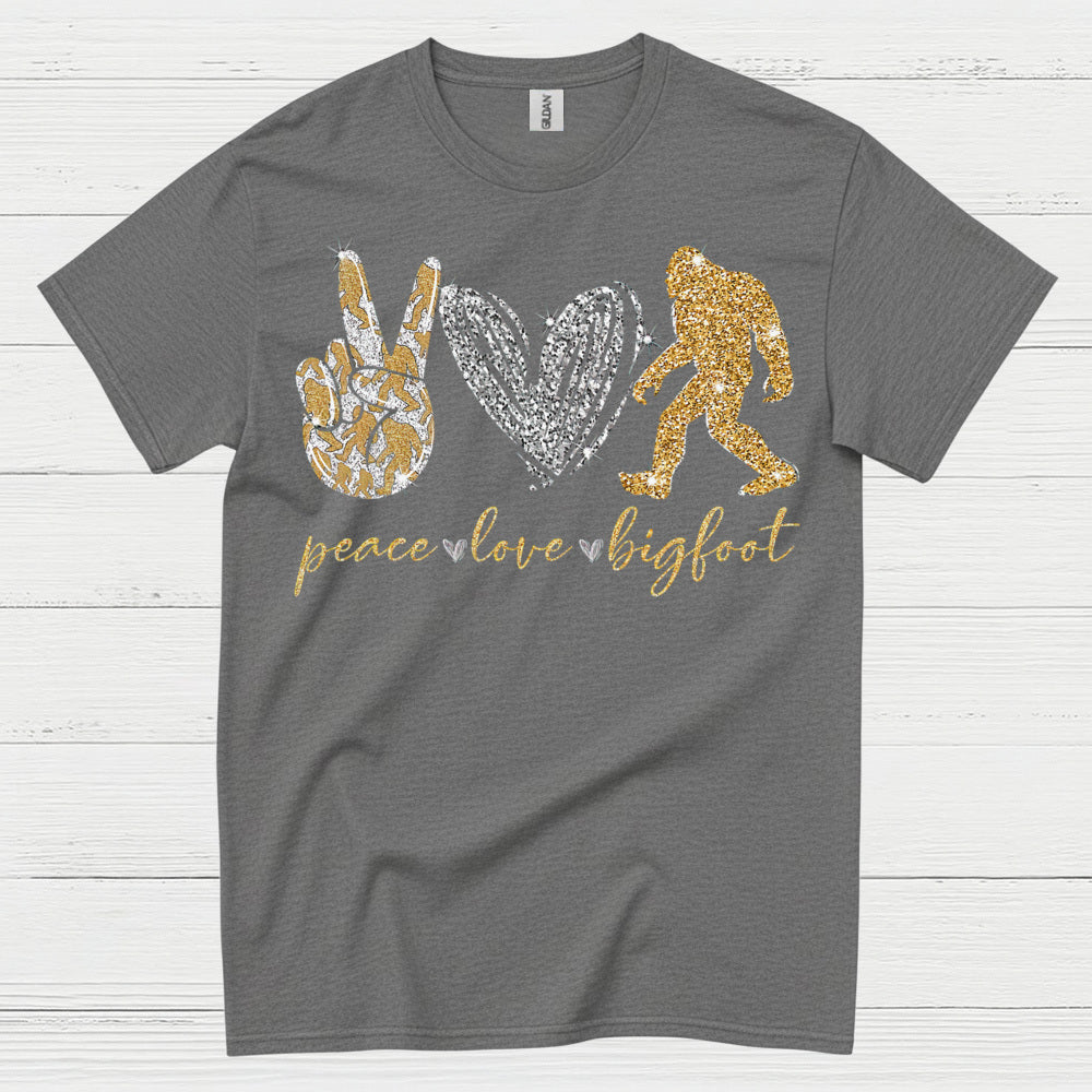 Peace Love Bigfoot T Shirt