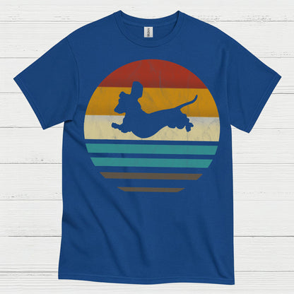 Retro Dachshund Silhouette Sunset T Shirt