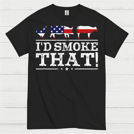 Id Smoke That Patriotic BBQ Grilling T Shirt