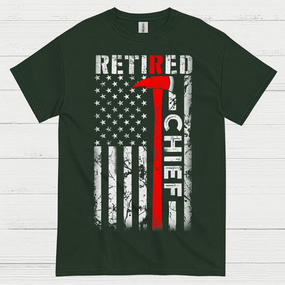 Retired Fire Chief Thin Red Line T Shirt