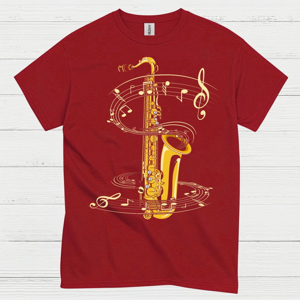 Golden Saxophone Music Art T Shirt