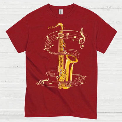 Golden Saxophone Music Art T Shirt