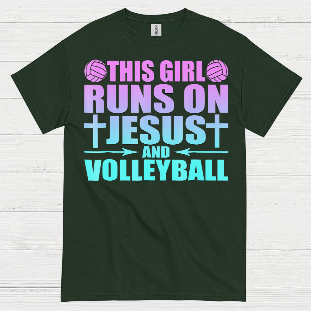 This Girl Runs On Jesus And Volleyball T Shirt