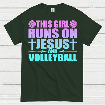 This Girl Runs On Jesus And Volleyball T Shirt