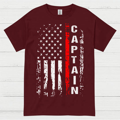 Firefighter Captain Thin Red Line Flag T Shirt