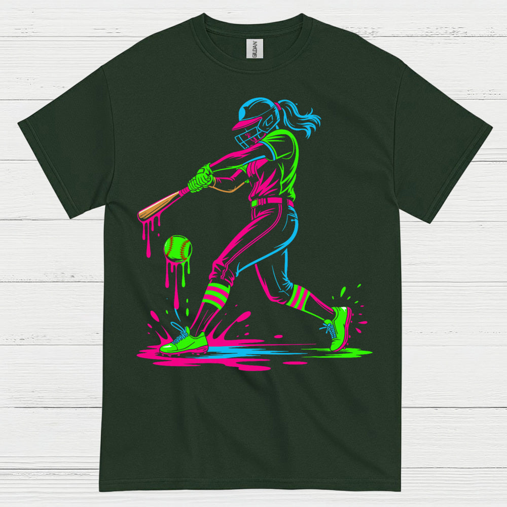 Neon Softball Girl Swing T Shirt