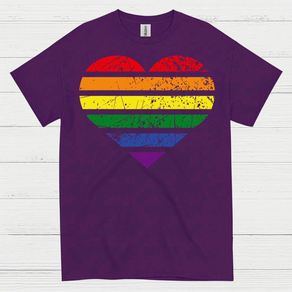 Vintage Rainbow Heart Pride T Shirt