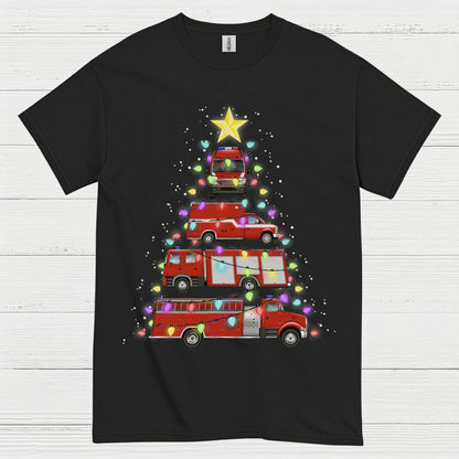 Fire Truck Christmas Tree Lights T Shirt