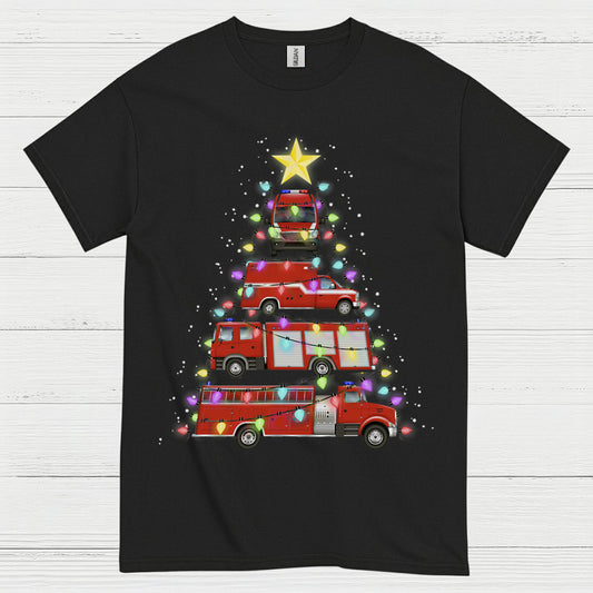 Fire Truck Christmas Tree Lights T Shirt