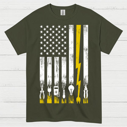 Electrician American Flag Tools T Shirt
